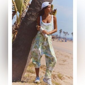 NWT FREE PEOPLE Movement Printed Hot Shot Onesie in Camo Floral Sage Combo